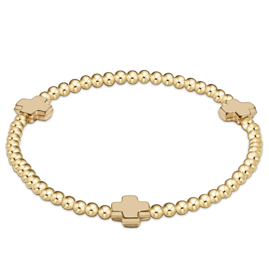 Enewton | Signature Cross Gold Pattern 3mm Bead Bracelet - Gold