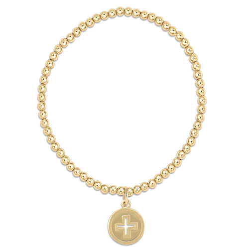 Enewton | Classic Gold 3mm Bead Bracelet - Signature Cross Gold Disc