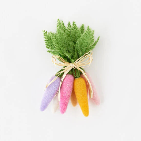 Flocked Carrot Cluster Of 6