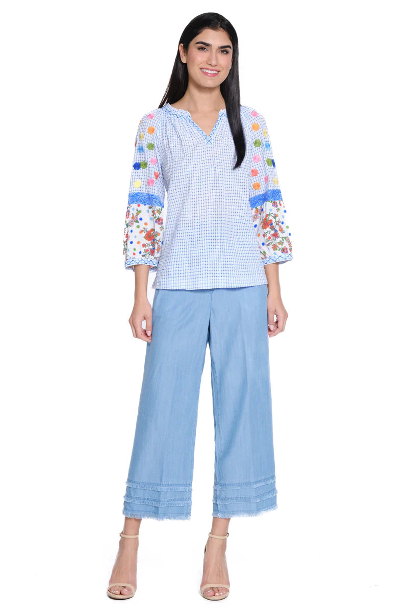John Mark | Frayed Hem Wide Leg Pant