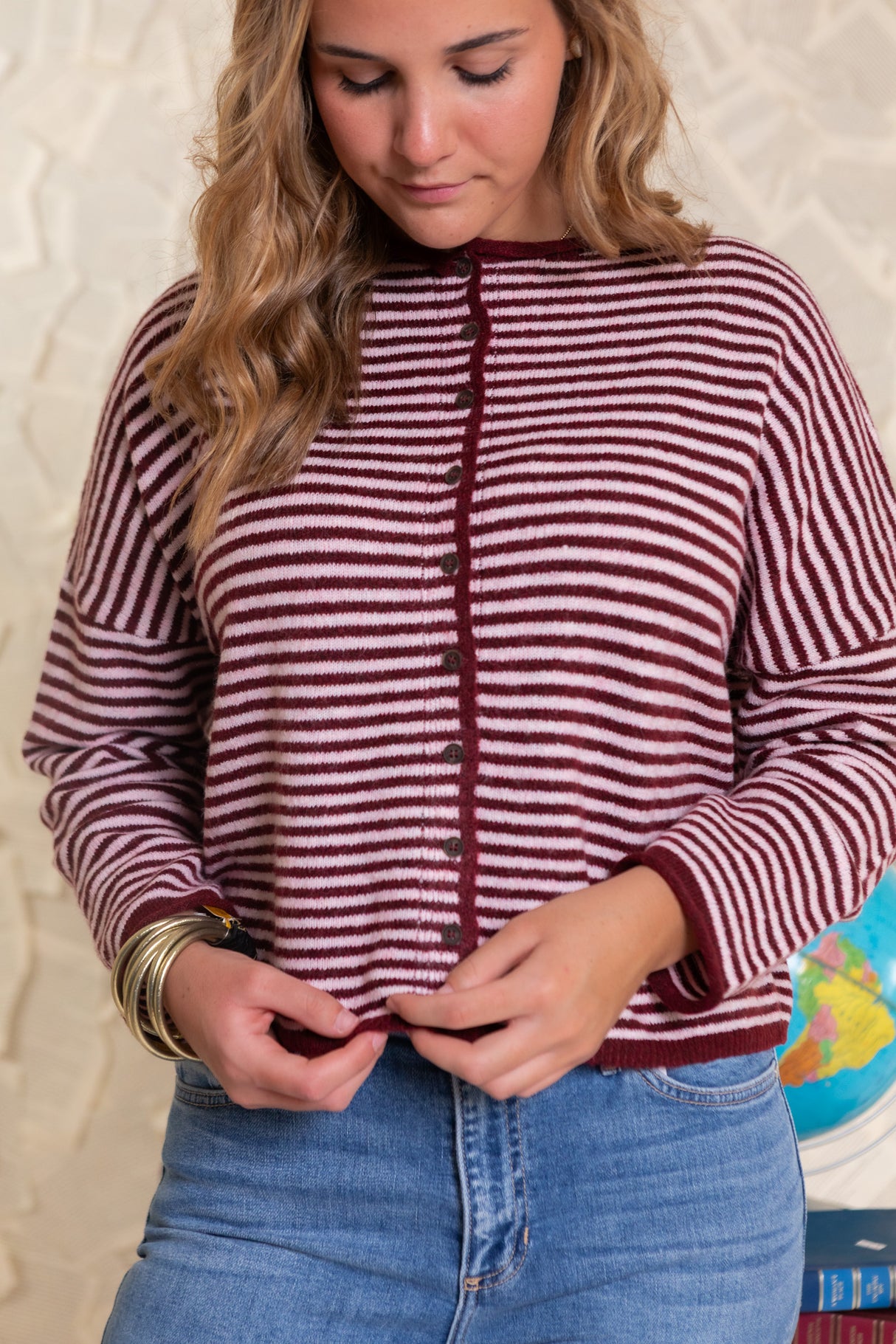 Coralie Striped Knit Cardigan