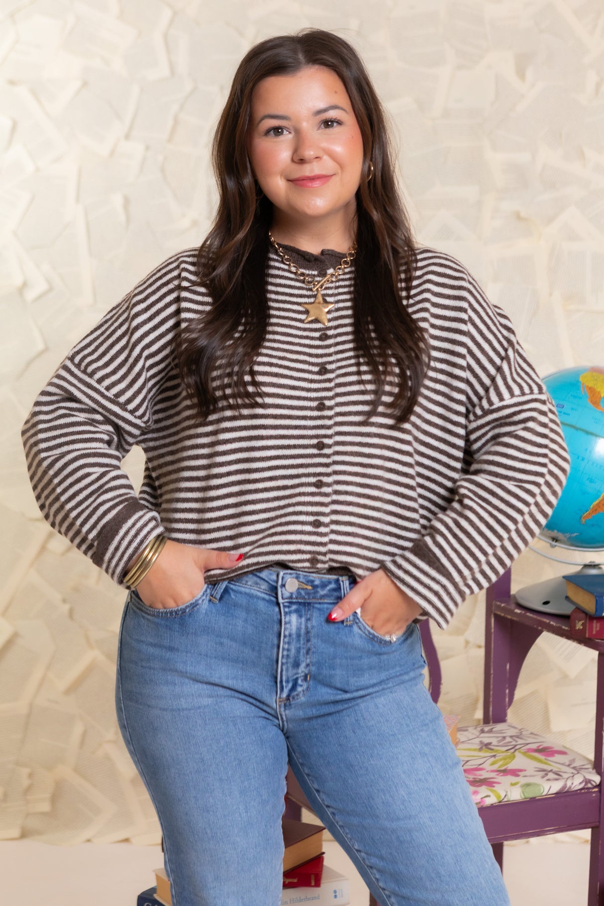 Coralie Striped Knit Cardigan