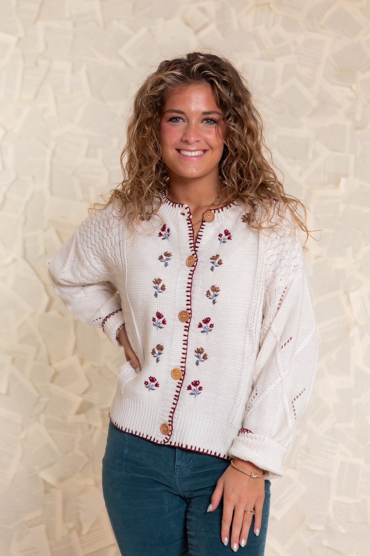 Elodie Embroidered Knit Cardigan