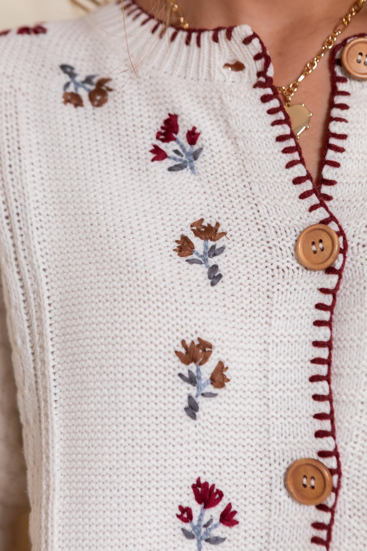 Elodie Embroidered Knit Cardigan