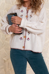 Elodie Embroidered Knit Cardigan