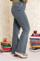 Judy Blue | Daisy Bootcut Denim Jeans with Double Button Vintage Grey Cast