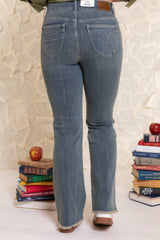 Judy Blue | Daisy Bootcut Denim Jeans with Double Button Vintage Grey Cast