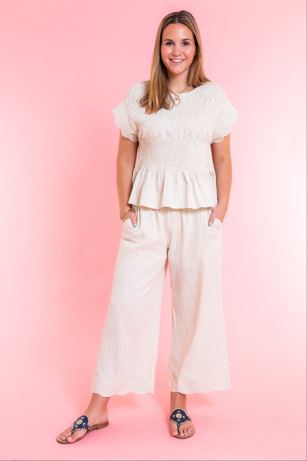 Coastal Charm Oatmeal Pants