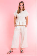 Coastal Charm Oatmeal Pants