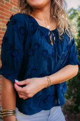 Noelle Textured Tie Neck Blouse