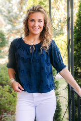 Noelle Textured Tie Neck Blouse
