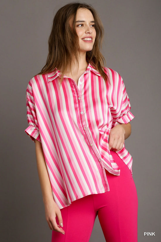Load image into Gallery viewer, The Michelle Satin Stripe Top
