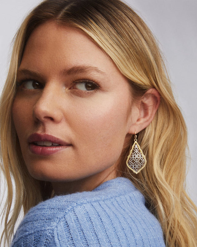 Kendra Scott | Addie Gold Drop Earrings in Silver Filigree Mix