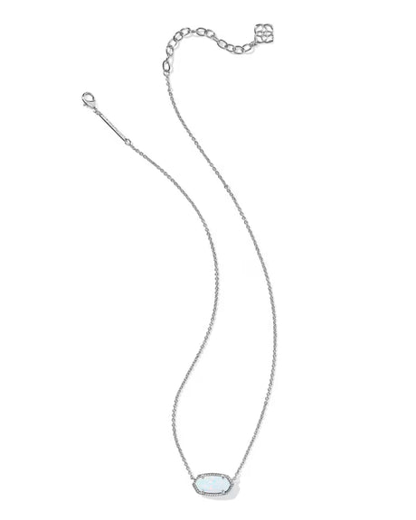 Kendra Scott | Elisa Silver Pendant Necklace in White Lab Grown Opal