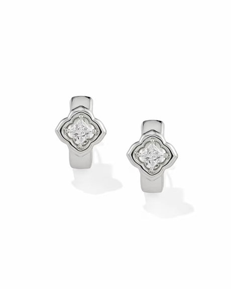 Kendra Scott | Mallory Crystal Silver Huggie Earrings