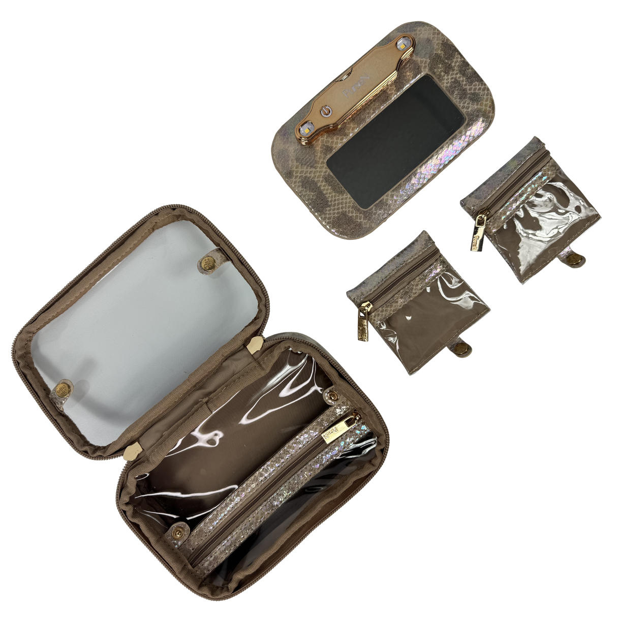PurseN | LITTMINI Lighted Mirror Case - Glimmer Leopard