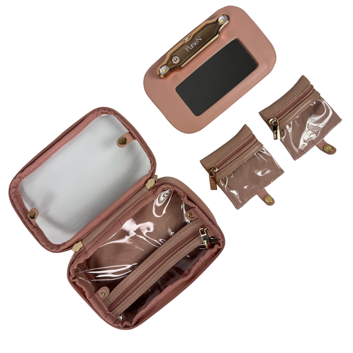 PurseN | LITTMINI - Lighted Mirror Case - Petal Rose