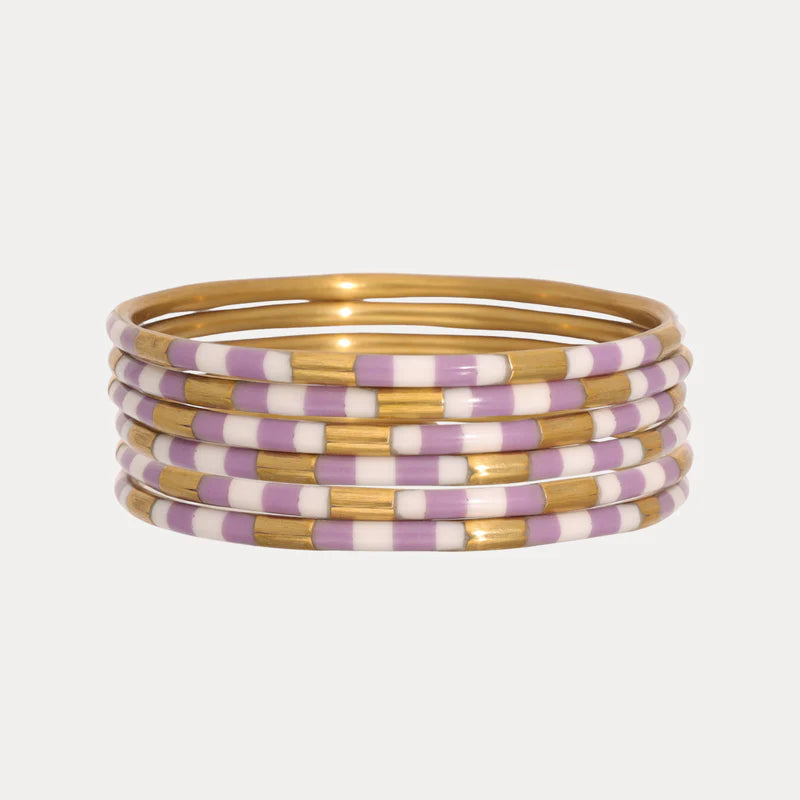 BuDhaGirl | Lilac/White Veda Bangles - Set of 6