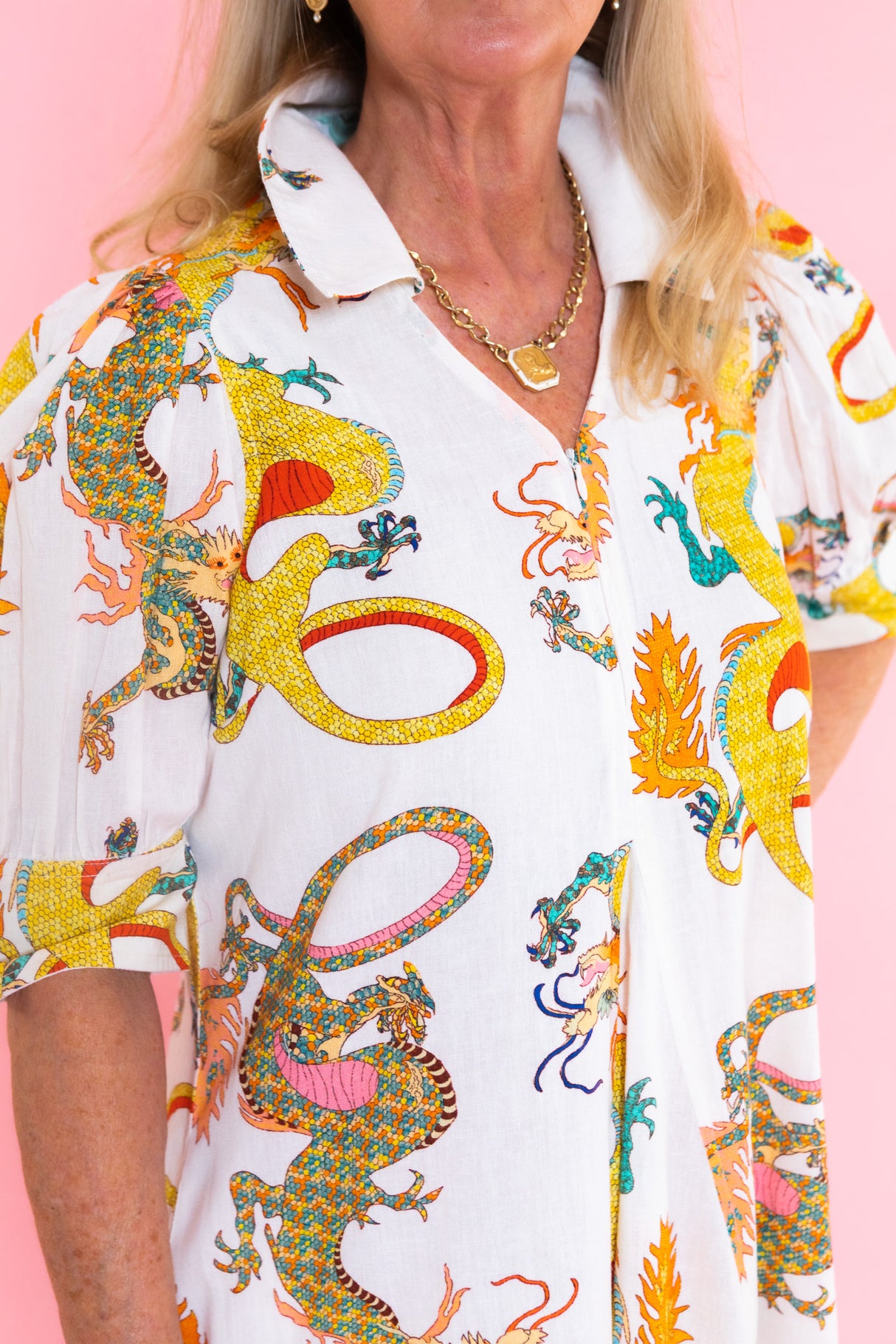 Dizzy Lizzie | Montauk Natural Dragon Print Dress