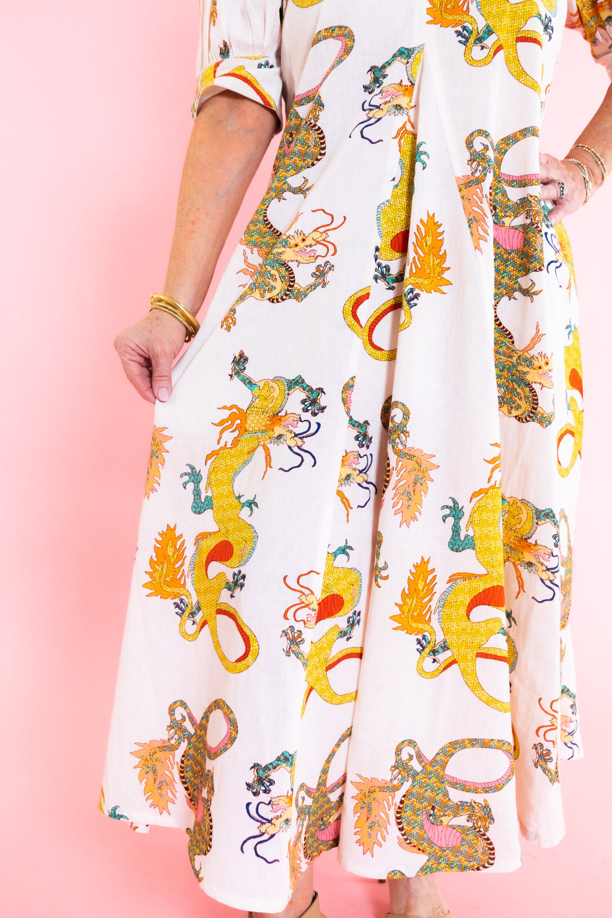 Dizzy Lizzie | Montauk Natural Dragon Print Dress