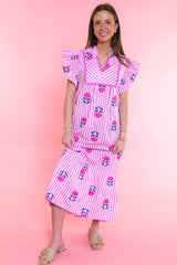 Blushing Petal Midi Dress
