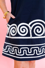 Scroll Trim Puff Sleeve Dress