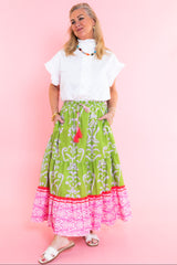 Blossom Bazaar Tiered Midi Skirt