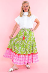 Blossom Bazaar Tiered Midi Skirt