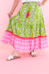 Blossom Bazaar Tiered Midi Skirt