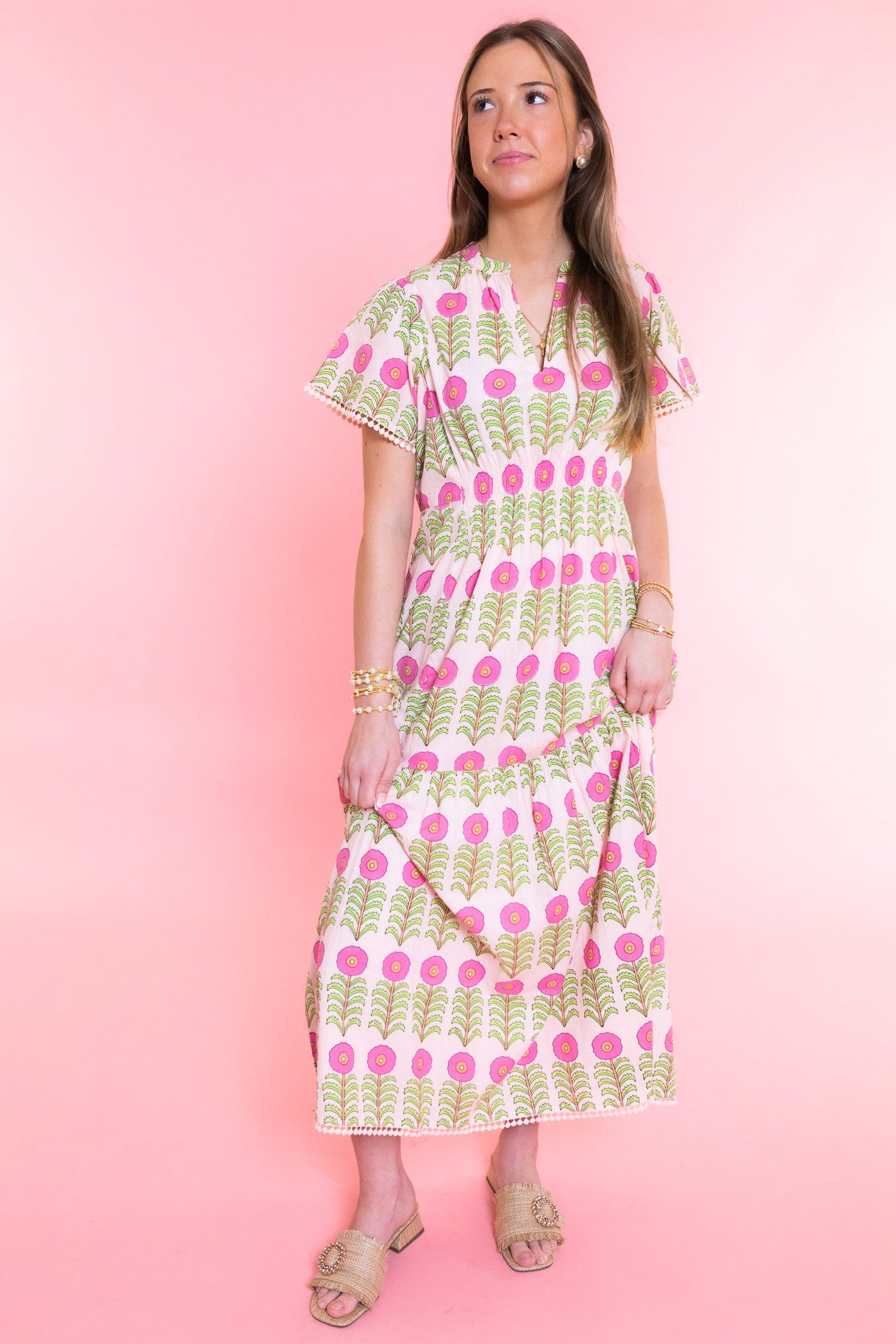 Ivy Jane | Rows of Flowers Dress - Pink / XS
