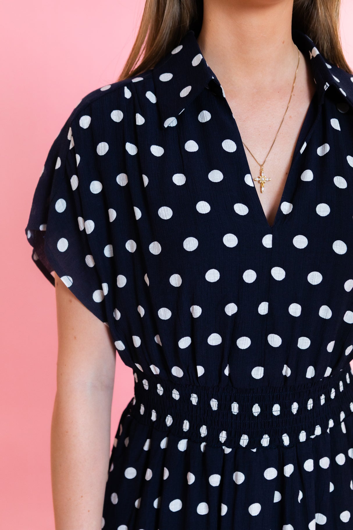 Midnight Charm Polka Dot Midi Dress