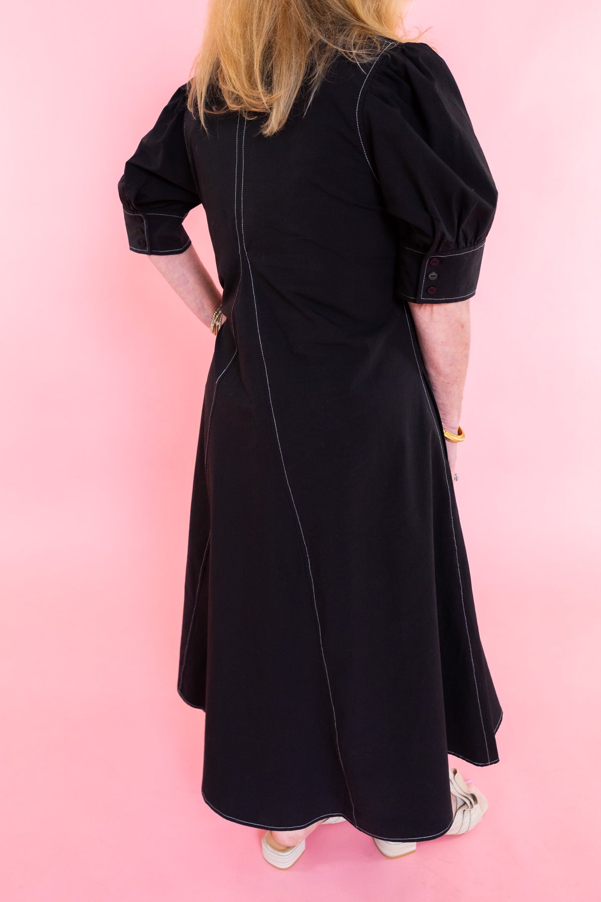 Lior | Amber Pointed Collar Black Dress