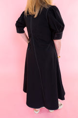 Lior | Amber Pointed Collar Black Dress