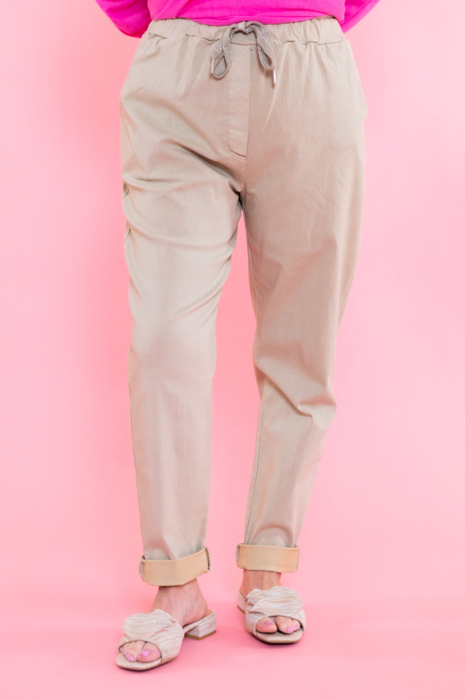 Solid Tie Waist Pants