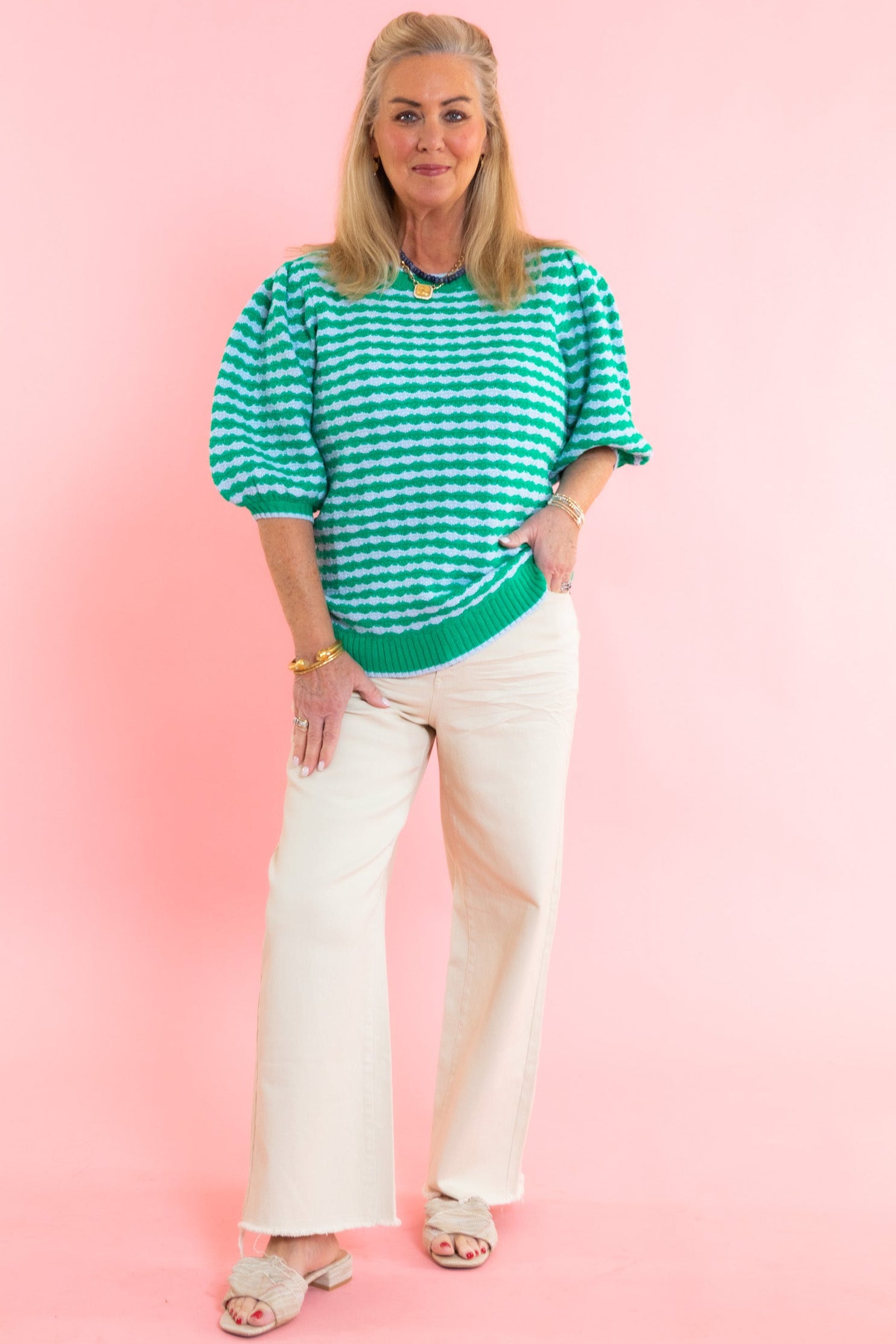 Mary Square | Abigail Sweater- Blue Green