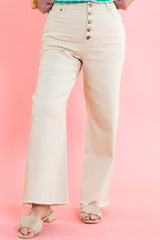 Harper High-Rise Button Fly Wide Leg Pants