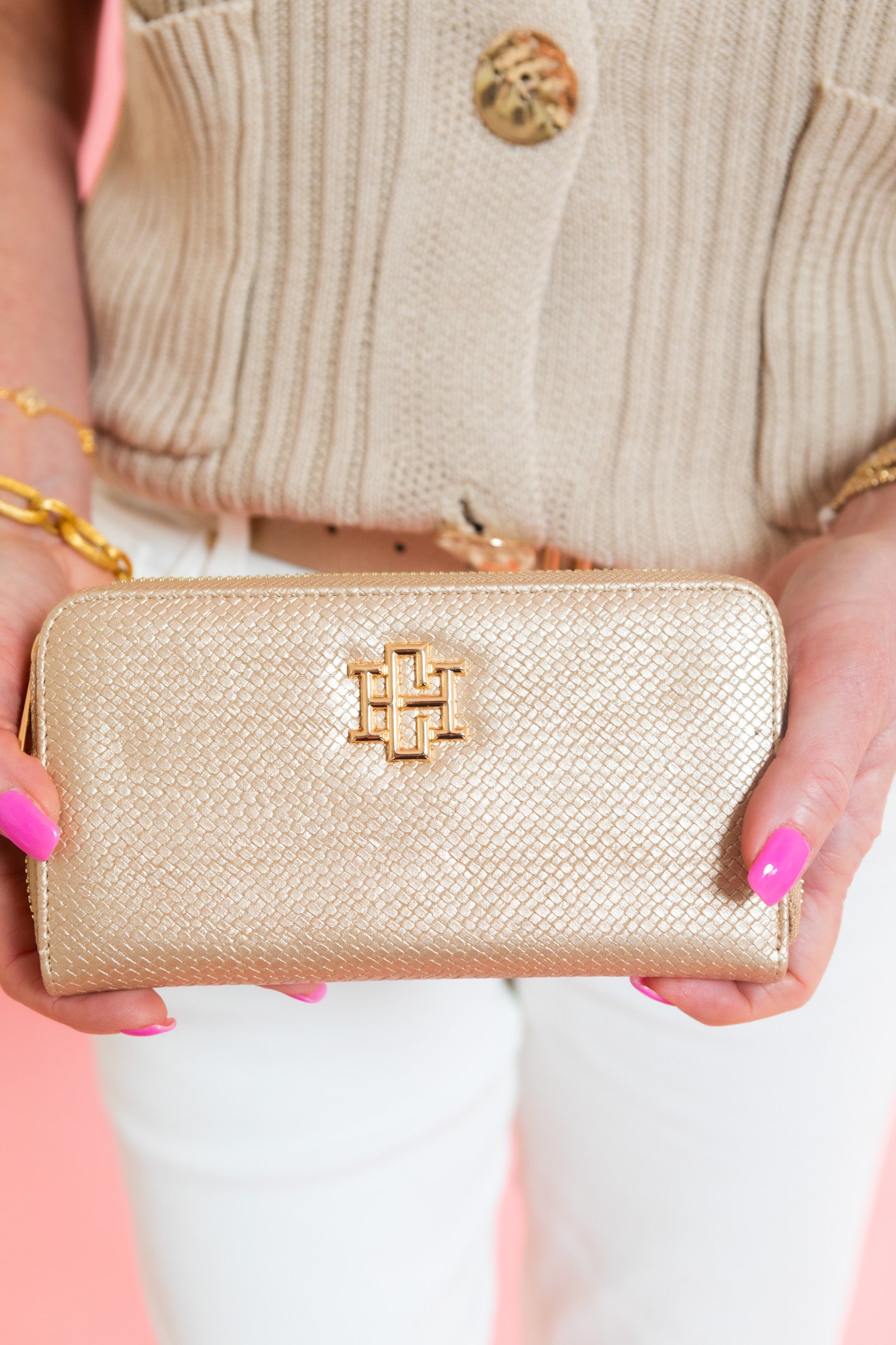 Caroline Hill | Penelope Wallet - Woven Gold