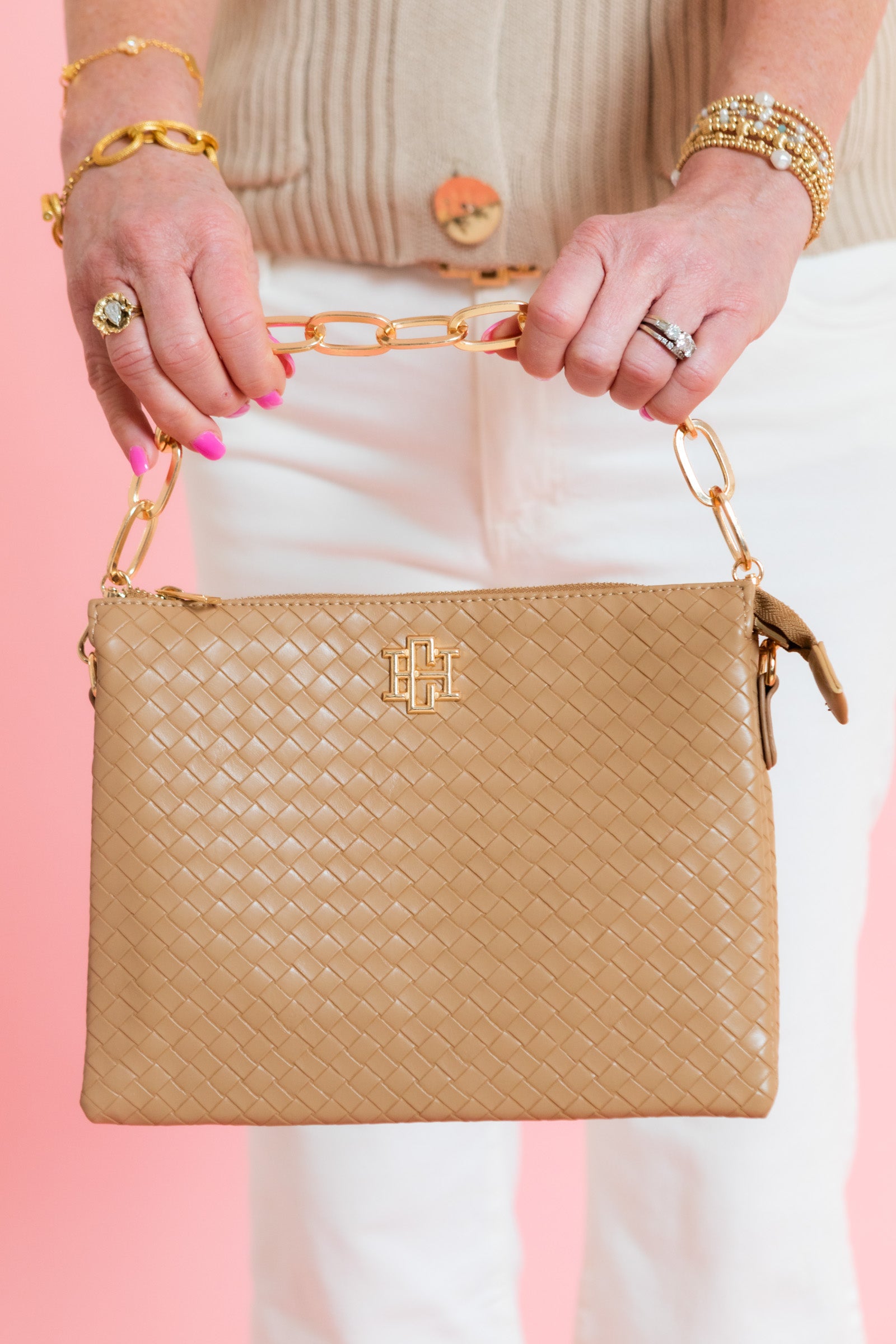 Caroline Hill | Ariana Crossbody - Woven Tan