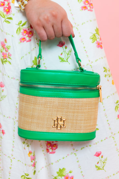 Caroline Hill | Audrey Handbag - Natural Kelly Green