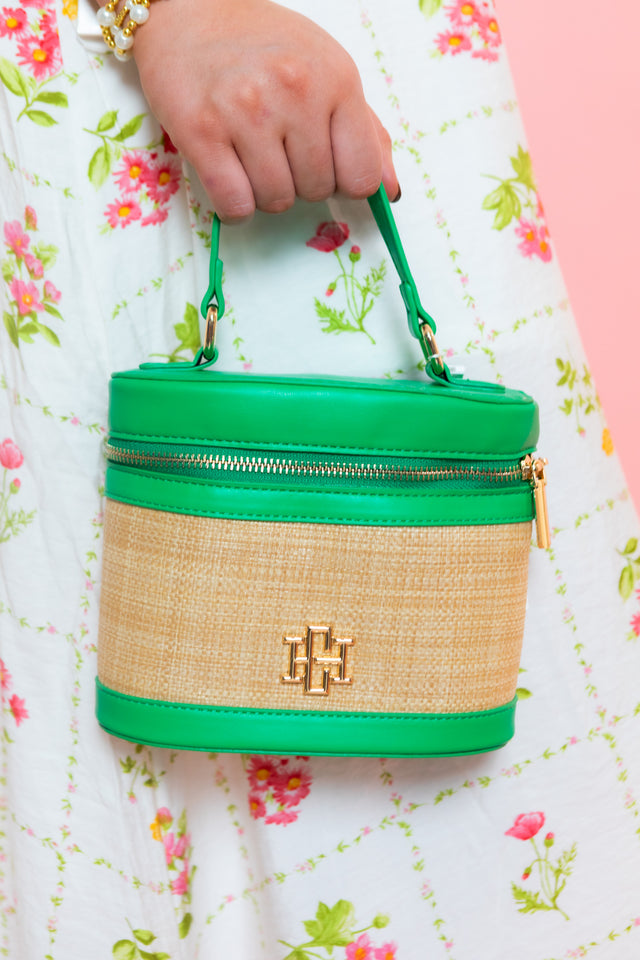 Caroline Hill | Audrey Handbag - Natural Kelly Green