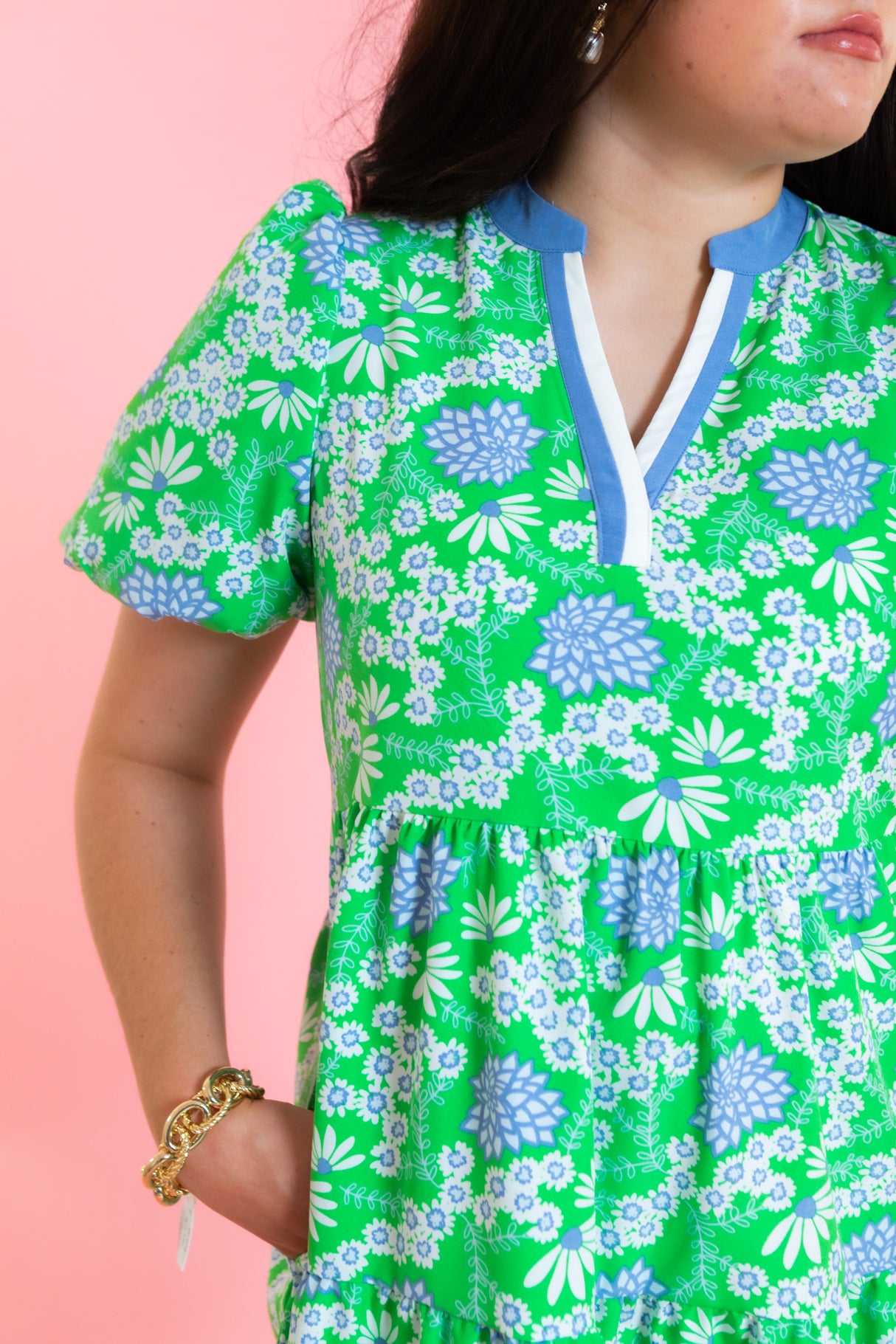 Mary Square | Kinsley Mini Dress- Daisy Chain Green