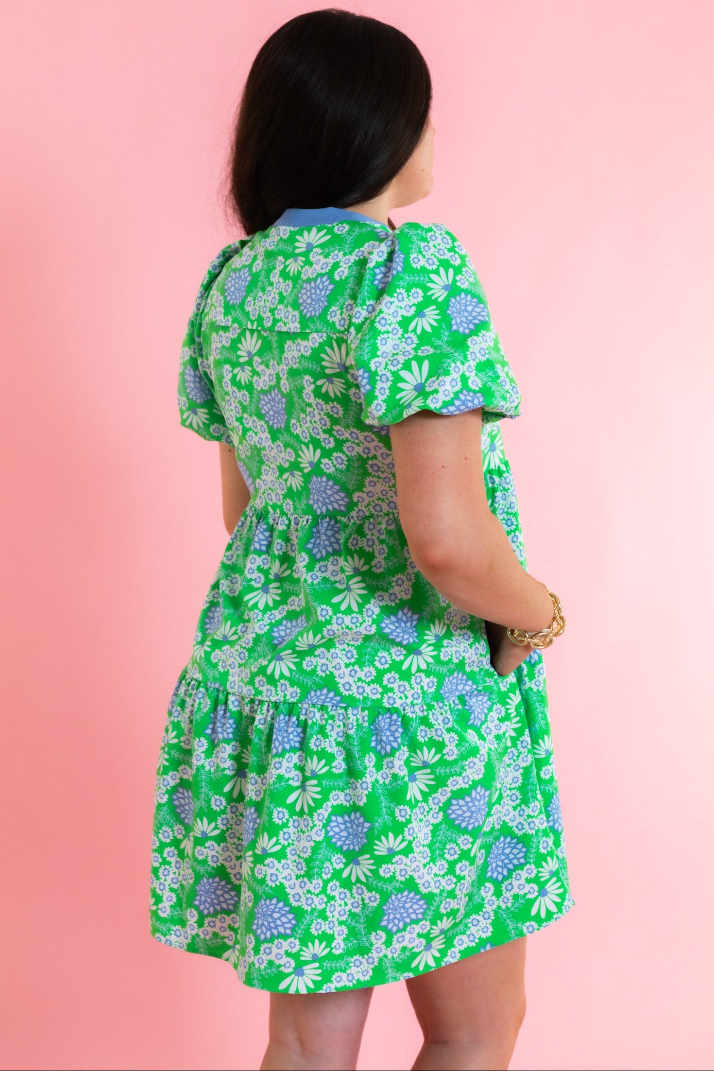 Mary Square | Kinsley Mini Dress- Daisy Chain Green