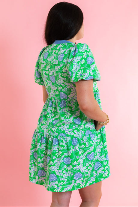 Mary Square | Kinsley Mini Dress- Daisy Chain Green