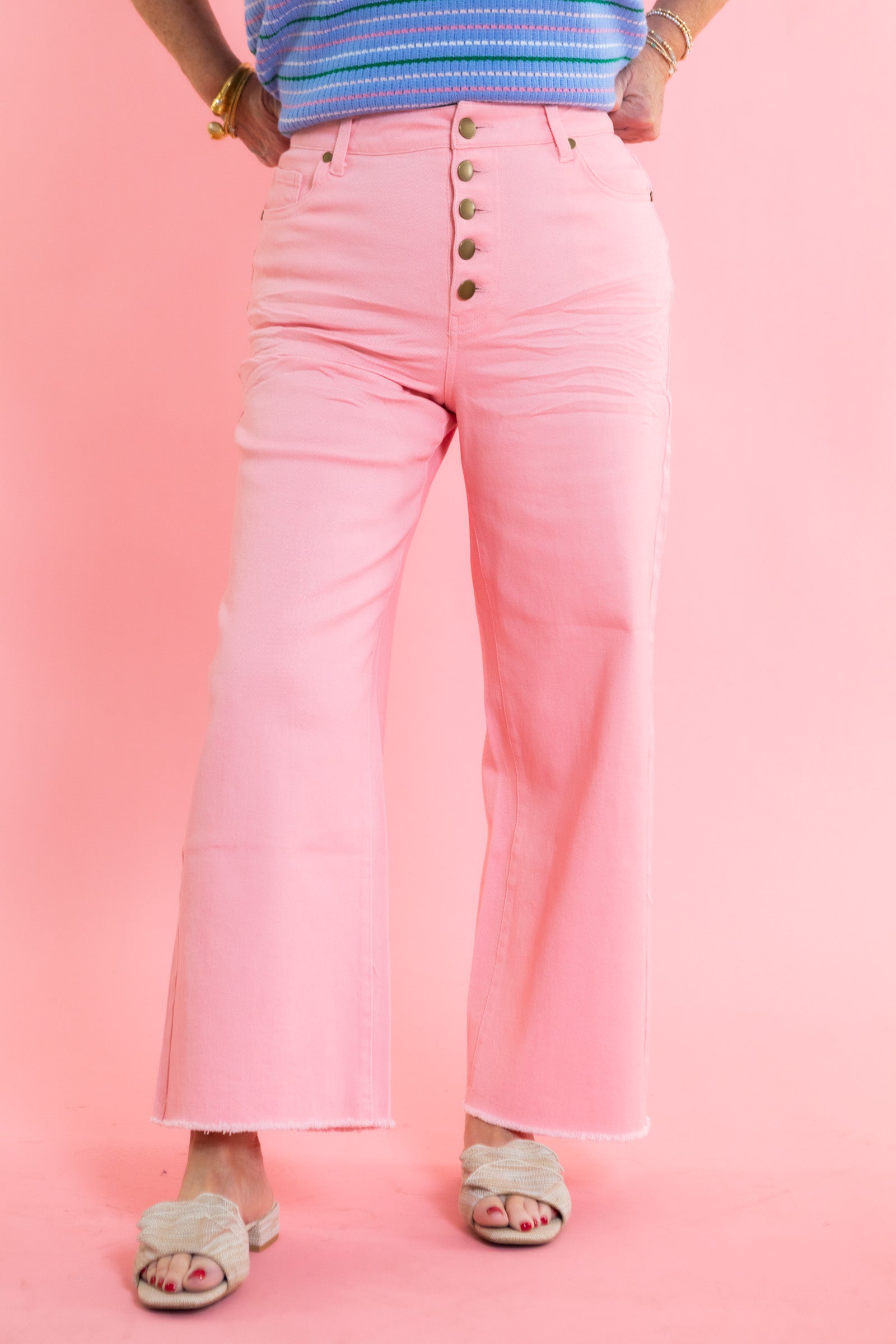 Harper High-Rise Button Fly Wide Leg Pants