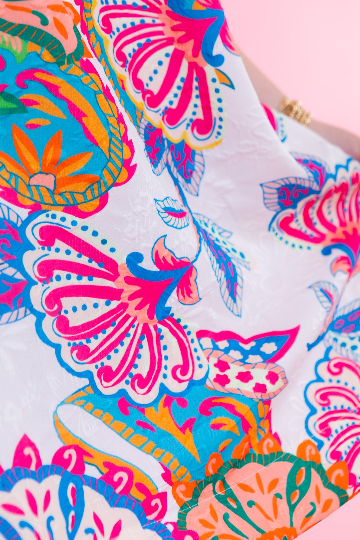Jacquard Paisley Print Puff Sleeve Tunic Dress