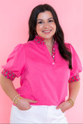 Coral Bloom Puff Sleeve Top