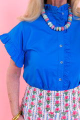 Ruffle Button-Front Blouse