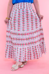 Smocked Waist Floral Pattern Long Skirt