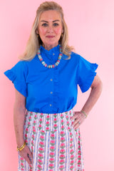 Ruffle Button-Front Blouse