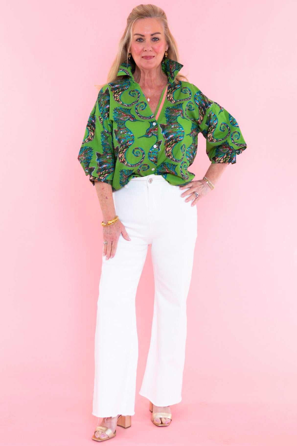 Dizzy Lizzie | Milano Seahorse Print Top